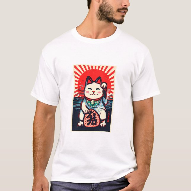 Camiseta maneki neko afortunado gato (Anverso)