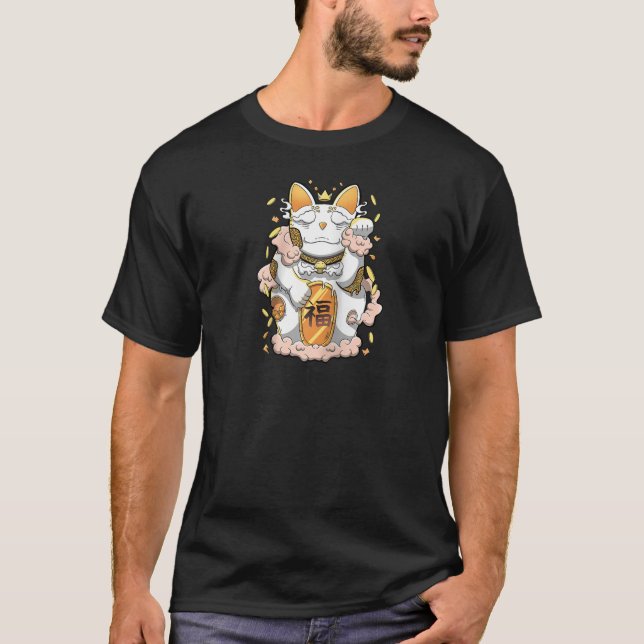 Camiseta Maneki Neko Beckoning Cat Feng Shui Cat G Japonesa (Anverso)