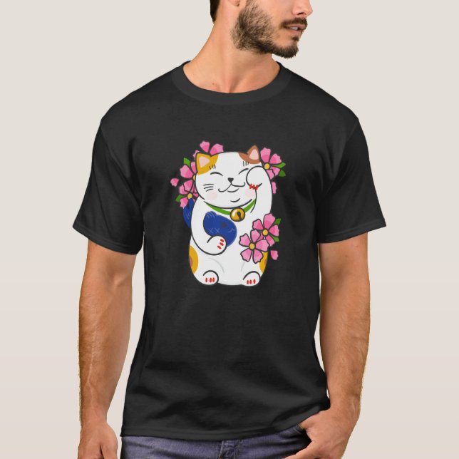 Camiseta Maneki Neko Beckoning Lucky Cat Design (Anverso)