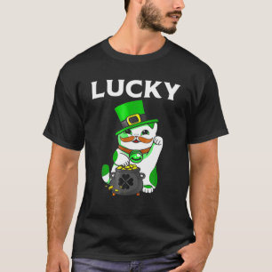 Camiseta Maneki Neko Cat Leprechaun Lucky Happy St Patrick