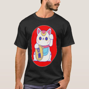 Camiseta maneki neko gato japonés de la suerte