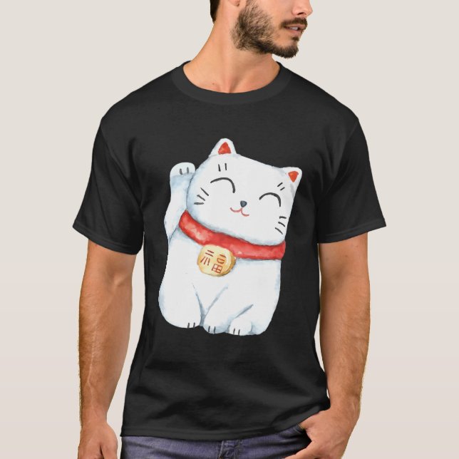 Camiseta Maneki-Neko Gato ondulado (Anverso)