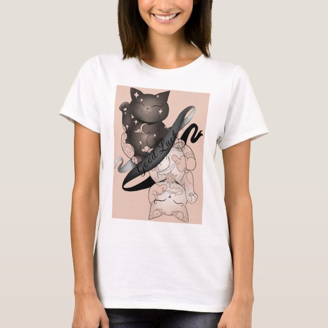 Camiseta Maneki Neko Gatos Buena Suerte (Anverso)