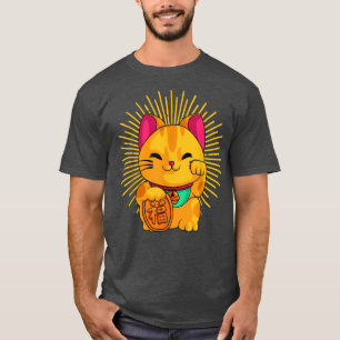 Camiseta Maneki Neko japonés Gato afortunado Kawaii Koban K
