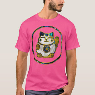 Camiseta Maneki Neko Lucky cat en perlas y abulón