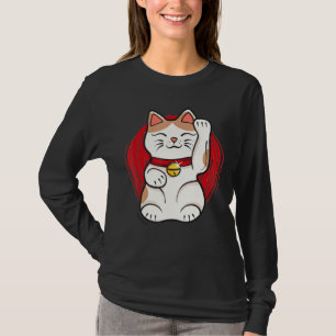 Camiseta Maneki Neko Lucky Cat Estatua ondeando estilo japo