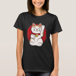 Camiseta Maneki Neko Lucky Cat Estatua ondeando estilo japo