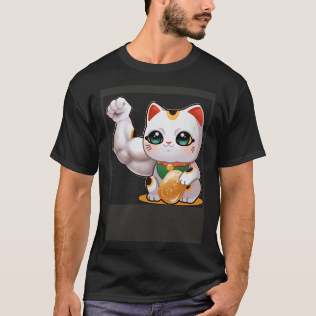 Camiseta Maneki neko lucky cat gym bro pump flex swole (Anverso)