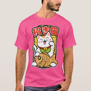 Camiseta Maneki Neko Taiyaki - Gato afortunado con pescado