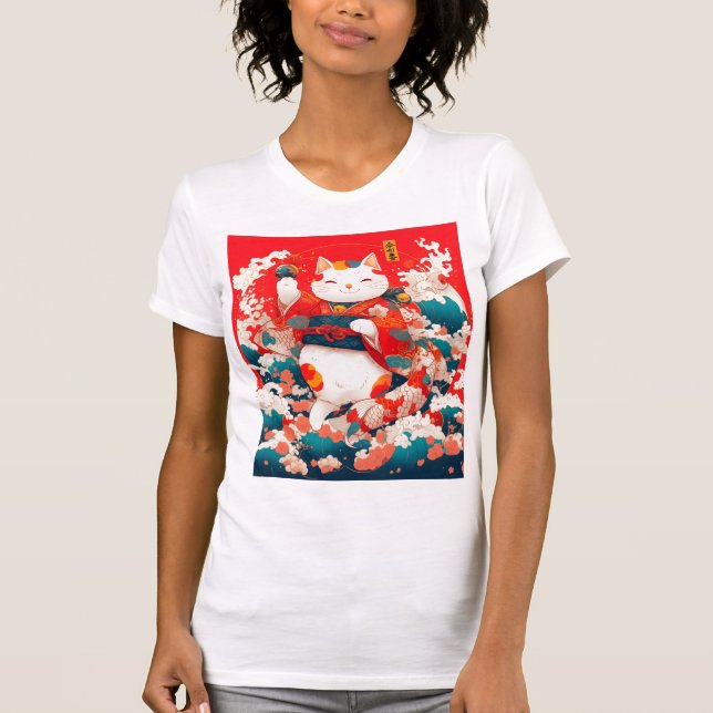 Camiseta Maneki-Neko, un gato suertudo japonés (Anverso)