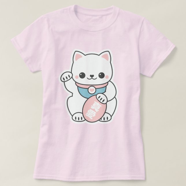Camiseta Maneki rosado Neko (Diseño del anverso)