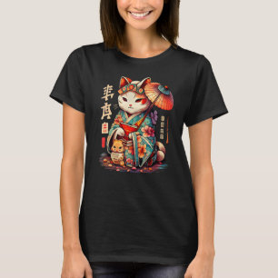 Camiseta Manekineko Geisha Higasa Geisha Parrella Yukata Ki