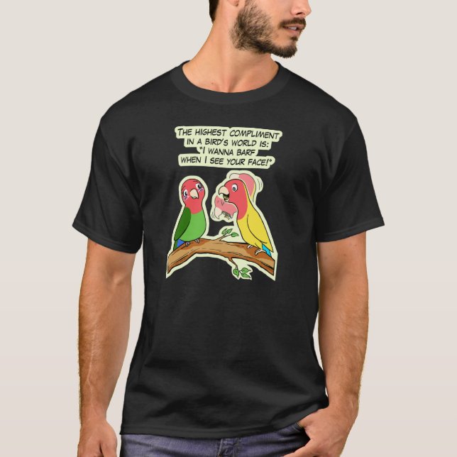 Camiseta Manera del loro y del pájaro del Lovebird que dice (Anverso)