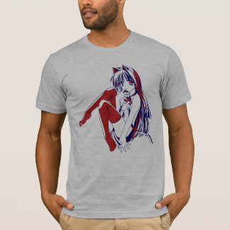 Camiseta Manga americana Neko Catgirl Kawaii Anime