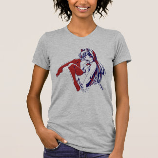 Camiseta Manga americana Neko Catgirl Kawaii Anime