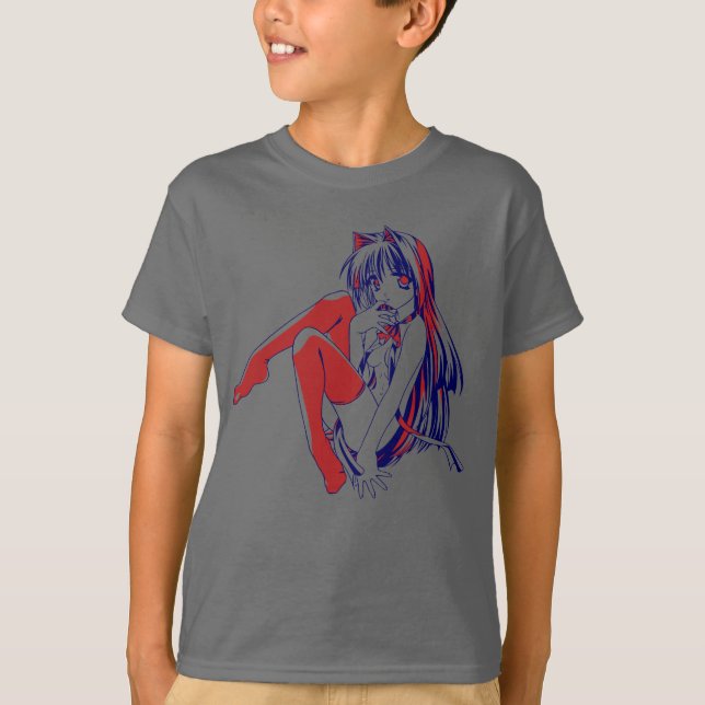 Camiseta Manga Americano Neko Gatita Kawaii Anime (Anverso)