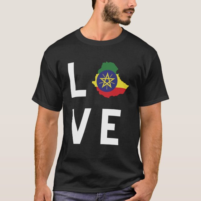Camiseta Manga corta estilo de amor etíope Habesha (Anverso)
