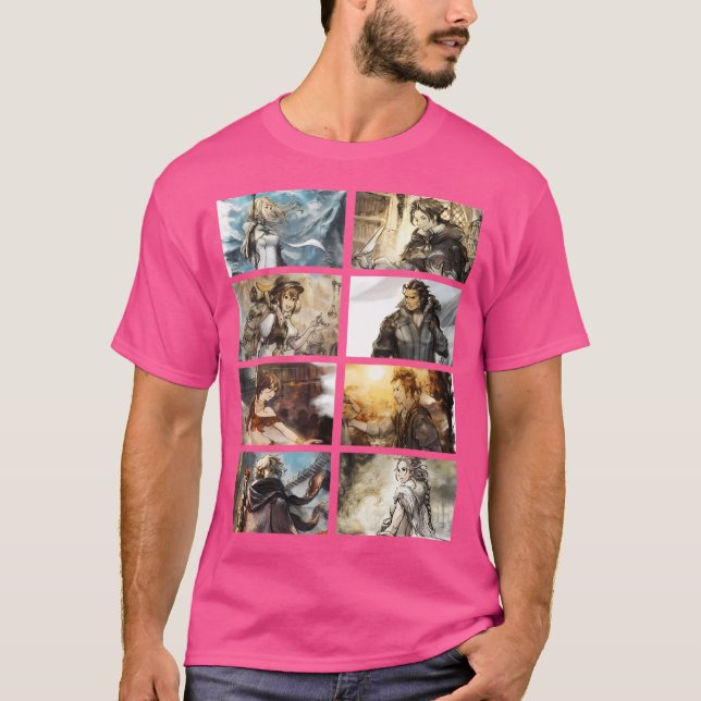 Camiseta Manga de béisbol Octopath Travelath (Anverso)