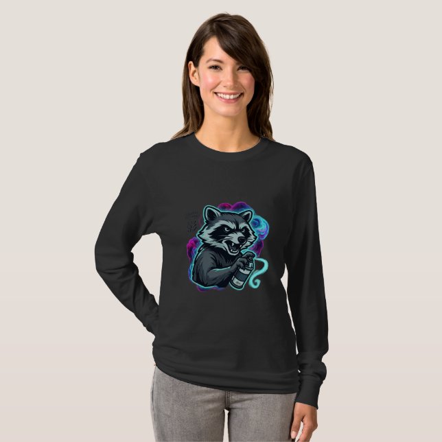 Camiseta Manga de Mapache de Manga Larga (Anverso completo)