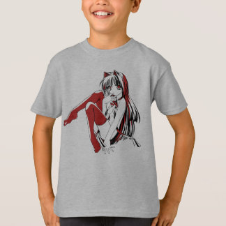 Camiseta Manga de R & B, Anime Furry de Gata Chica Loli
