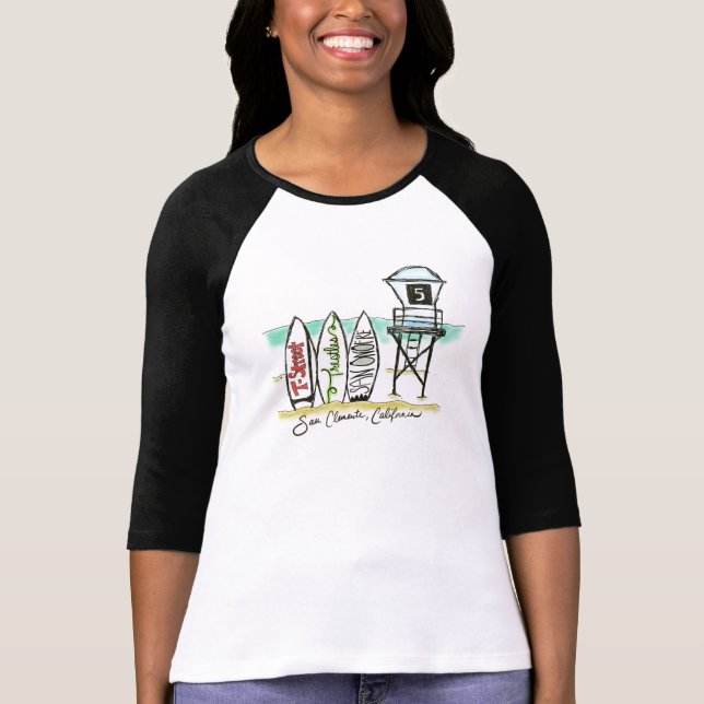 Camiseta Manga del raglán 3/4 de las mujeres de San (Anverso)