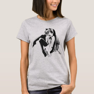 Camiseta Manga, Gato Chica Gato Peludo Kawaii Loli