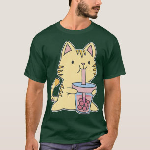 Camiseta Manga Kitten Japonés Cubble Tea Kitty Kawaii
