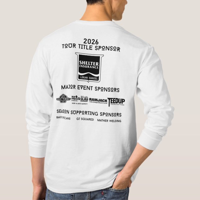 Camiseta MANGA LARGA 2026 Patrocinadores de Golf de Thunder (Reverso)