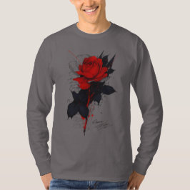 Camiseta Manga Larga Arte de Tatuaje Rosa