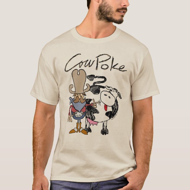 Camiseta Manga larga básica del empuje de la vaca (Anverso)