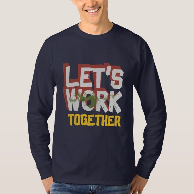 Camiseta manga larga básica trabajemos juntos azul marino (Anverso)