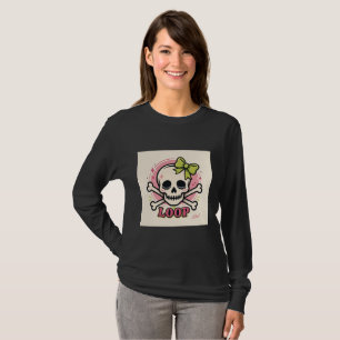 Camiseta Manga Larga Cráneo Lazo Mono