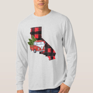 Camiseta Manga larga de árbol de Navidad del camión rojo de