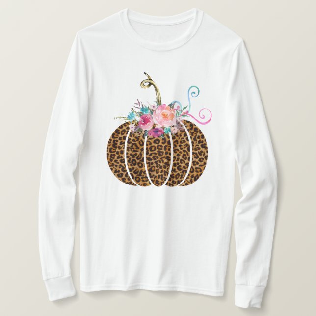 Camiseta Manga larga de calabaza leopardo (Anverso del diseño)