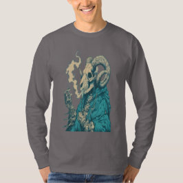 Camiseta Manga Larga de Cráneo de Carnero Fumando