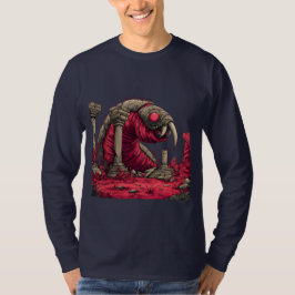 Camiseta Manga Larga de Gusano Alien Rojo Gigante