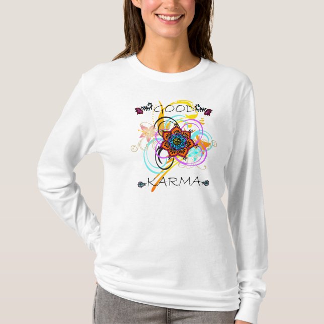 Camiseta Manga larga de la buena de las karmas de la (Anverso)