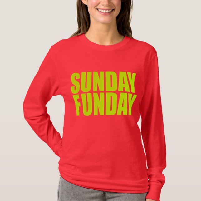 Camiseta Manga larga de las señoras de domingo Funday (Anverso)