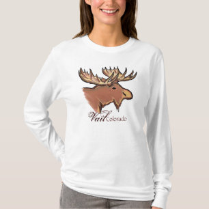 Camiseta Manga larga de las señoras simples de los alces d