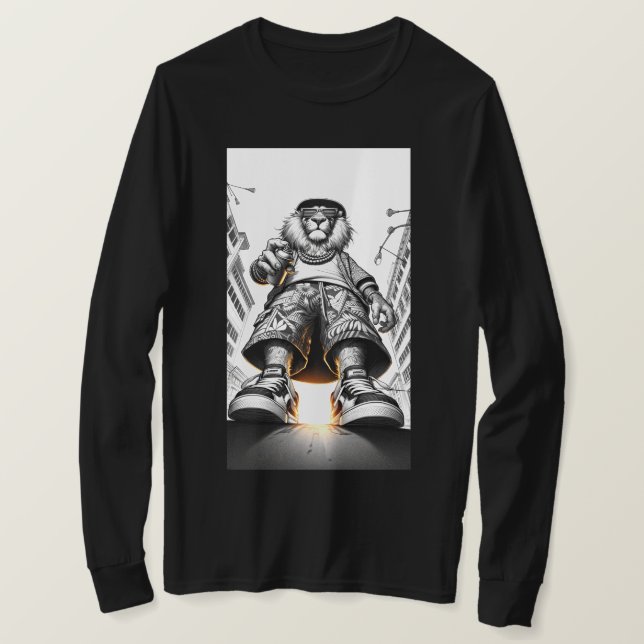 Camiseta Manga larga de león colosal (Anverso del diseño)