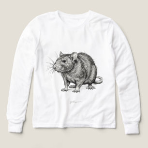 Camiseta Manga Larga de Niño con Boceto de Ratón R