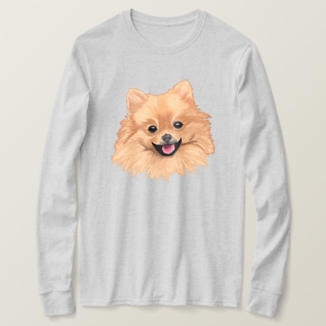 Camiseta Manga larga de Pomeranian (Anverso del diseño)
