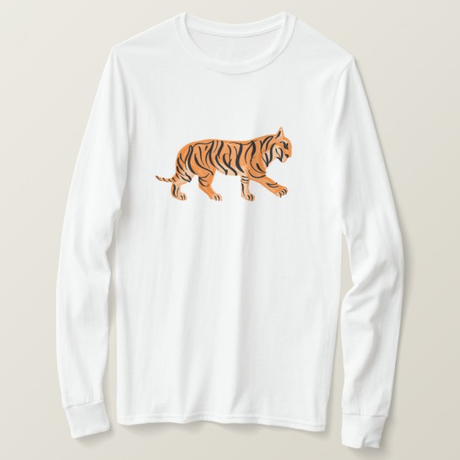 Camiseta Manga larga de tigre (Anverso del diseño)