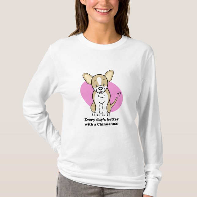 Camiseta Manga larga del dibujo animado de la chihuahua (Anverso)