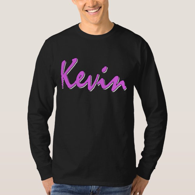Camiseta Manga larga del logotipo rosado de Kevin (Anverso)