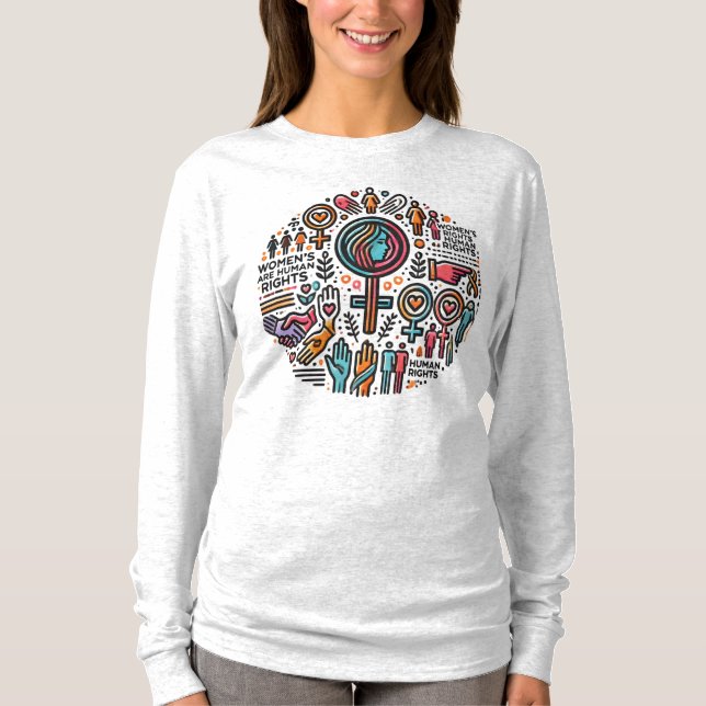 Camiseta Manga Larga Derechos de la Mujer son Dere (Anverso)