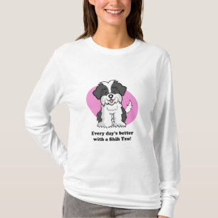Camiseta Manga larga linda de Shih Tzu del perro del dibujo