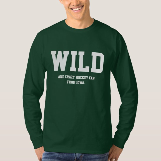 Camiseta Manga larga loca de la fan de hockey de Iowa (Anverso)