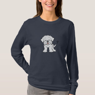 Camiseta Manga larga maltesa del perro lindo del dibujo