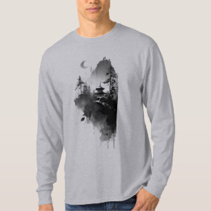 Camiseta Manga Larga Paisaje de Pagoda Zen con Tin